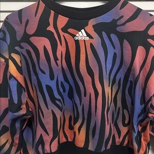 Adidas Women's Zebra/Tiger Print Sweatshirt in Pinks,Oranges and Black